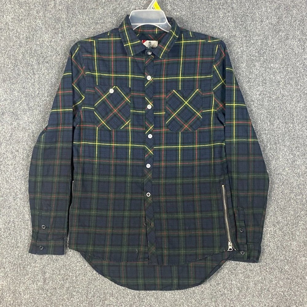 DH Flannel Shirt Men's Medium Button Up Cotton Blend Adults Long Sleeve M
